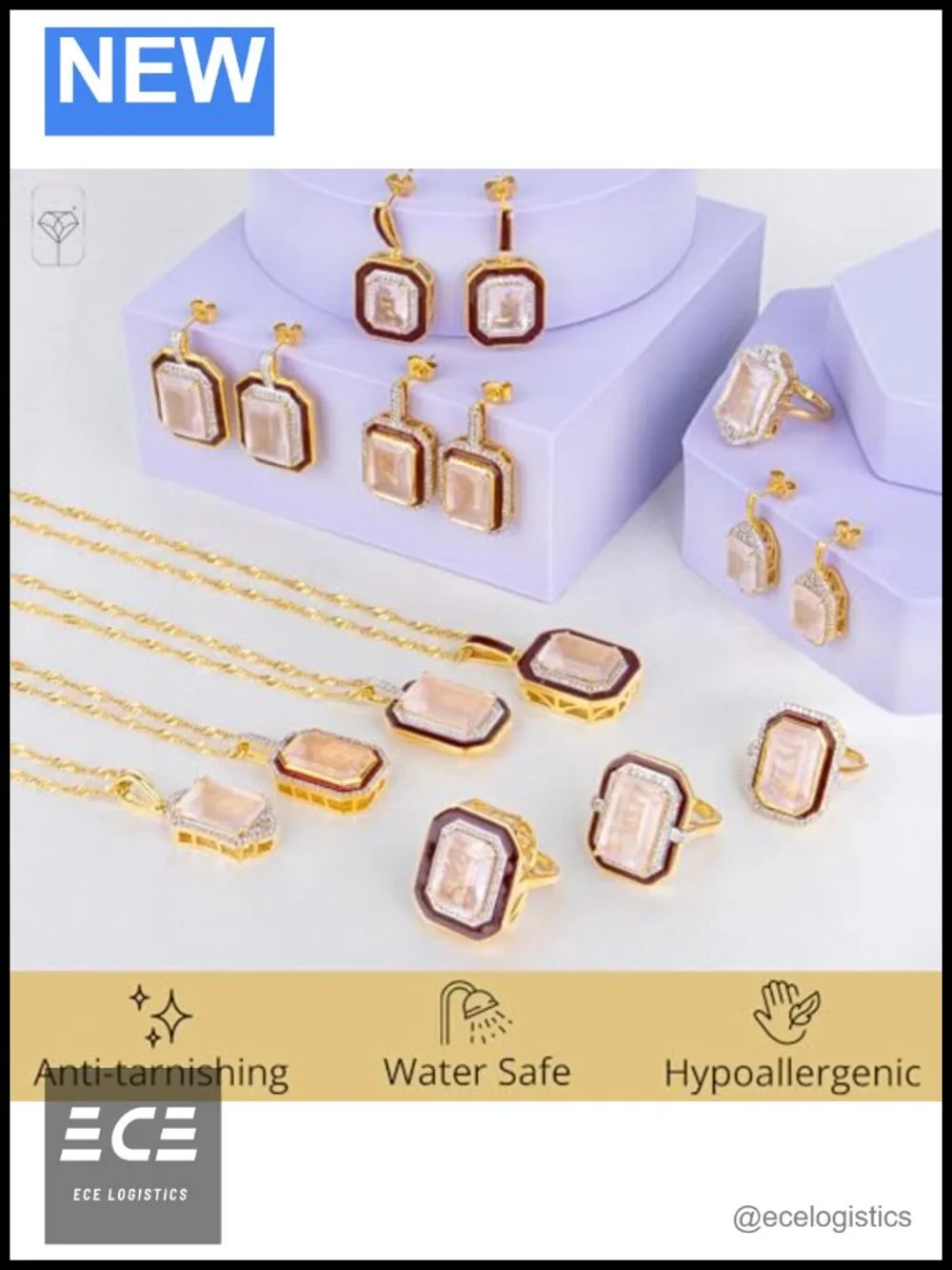 14k Gold Plated Sterling Silver Dangle Earrings with Gemstone Accents